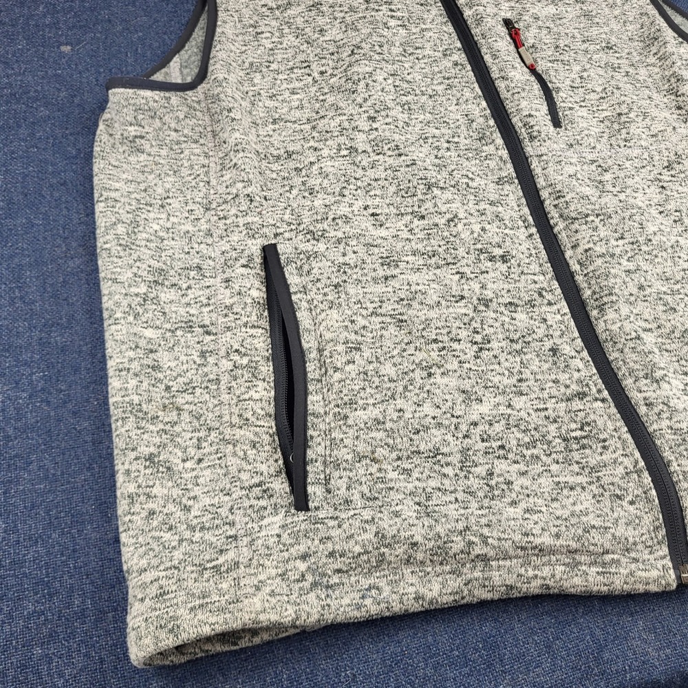 Orvis Men XXL Gray Heather Sweater Fleece Full Zip Mock Neck Pocket Vest Outdoor - Picture 3 of 11